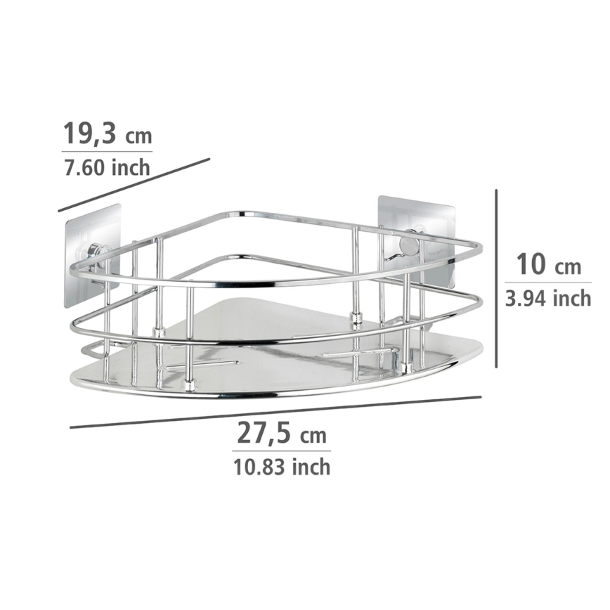 WENKO 23856800-Ablage TURBO-LOC QUADRO ED. 27,5 x 19,3 cm Edelstahl/Glanzchrom