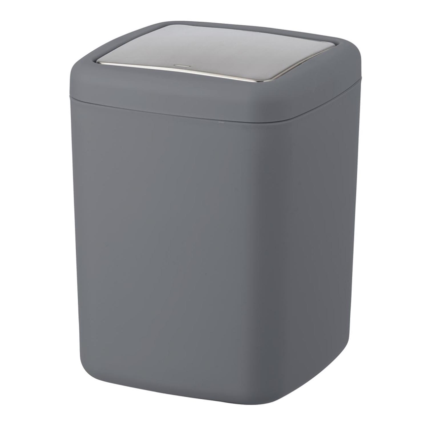 WENKO 23979100 - Abfalleimer BARCELONA 15x20 cm anthrazit/glänzender Chrom