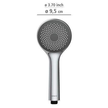 WENKO 23991100 - Duschkopf Wassersparsystem 9,5x9,5 cm glänzender Chrom/Grau