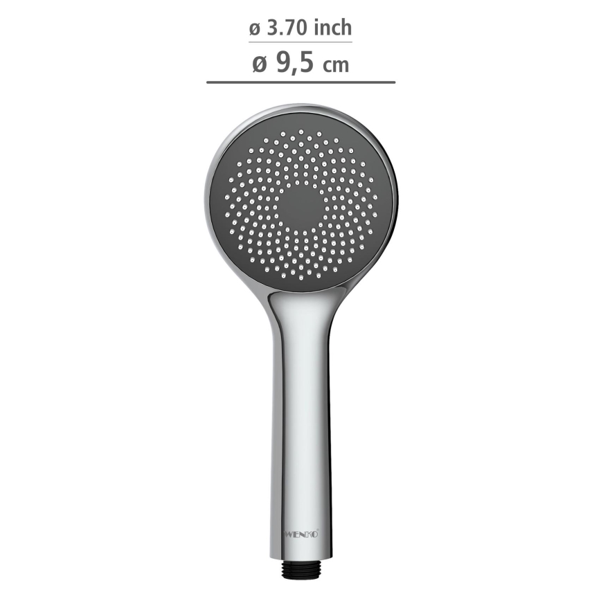 WENKO 23991100 - Duschkopf Wassersparsystem 9,5x9,5 cm glänzender Chrom/Grau