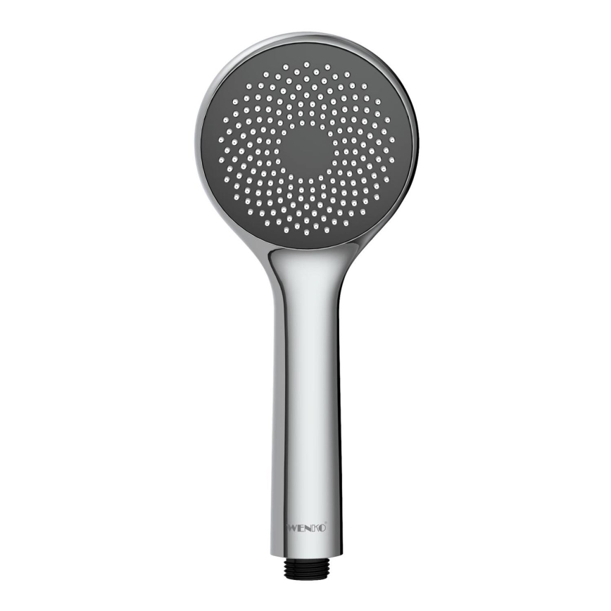 WENKO 23991100 - Duschkopf Wassersparsystem 9,5x9,5 cm glänzender Chrom/Grau