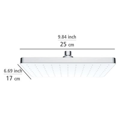 WENKO 24001100 - Duschkopf mit Selbstreinigungsfunktion 25x17 cm Hochglanz-Chrom/Weiß