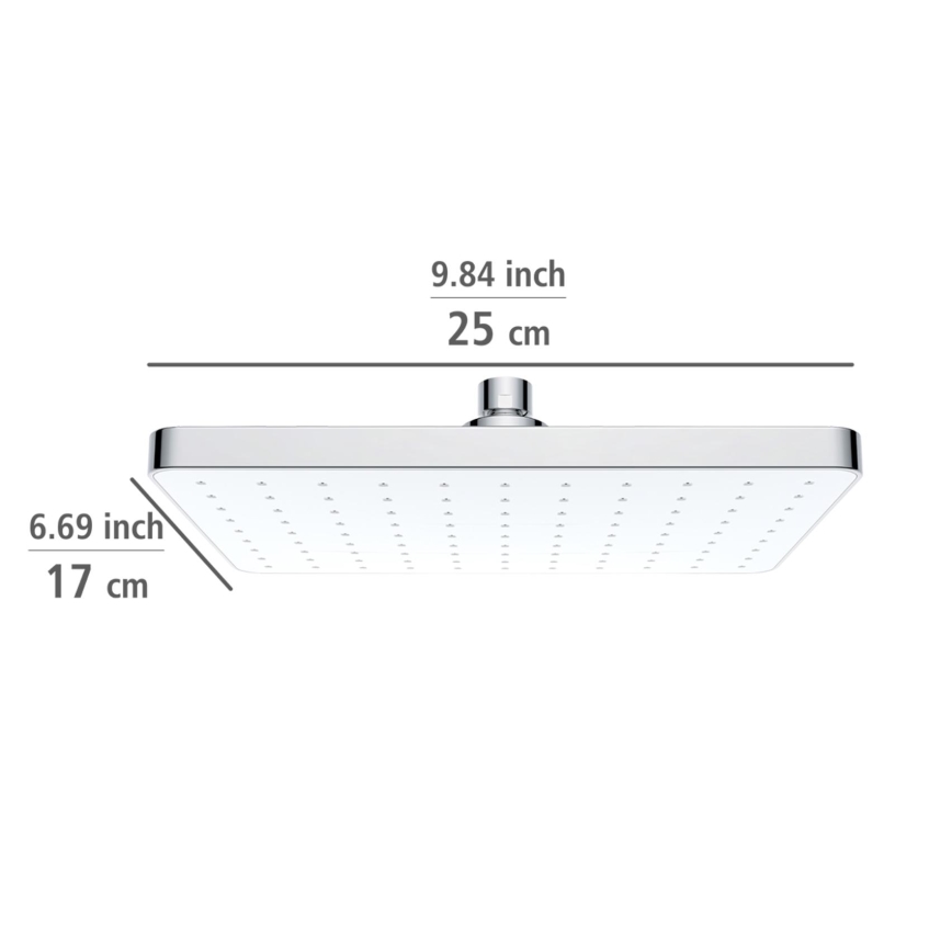 WENKO 24001100 - Duschkopf mit Selbstreinigungsfunktion 25x17 cm Hochglanz-Chrom/Weiß