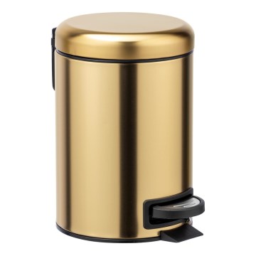 WENKO 24009800 - Abfalleimer LEMAN 17x25 cm Edelstahl/goldfarben/schwarz