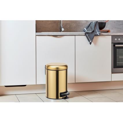 WENKO 24009800 - Abfalleimer LEMAN 17x25 cm Edelstahl/goldfarben/schwarz