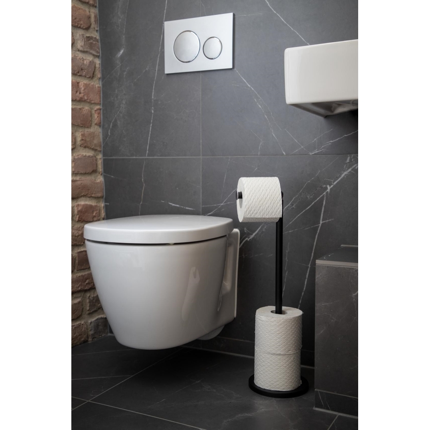 WENKO 24034100 - Toilettenpapierhalter 21x55 cm schwarz/silber