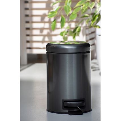 WENKO 24035100 - Abfalleimer LEMAN 17 x 25 cm Edelstahl/schwarz