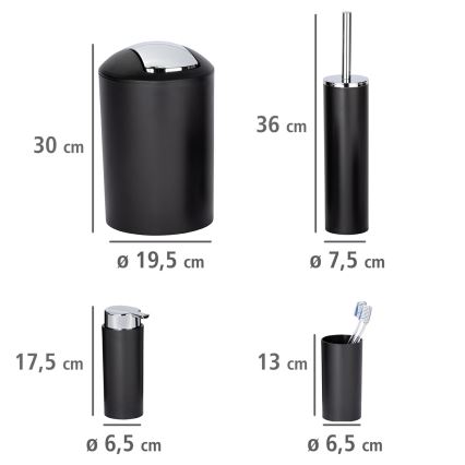 WENKO 24078800 - Set CALVO 6,5x13 cm schwarz/glänzender Chrom