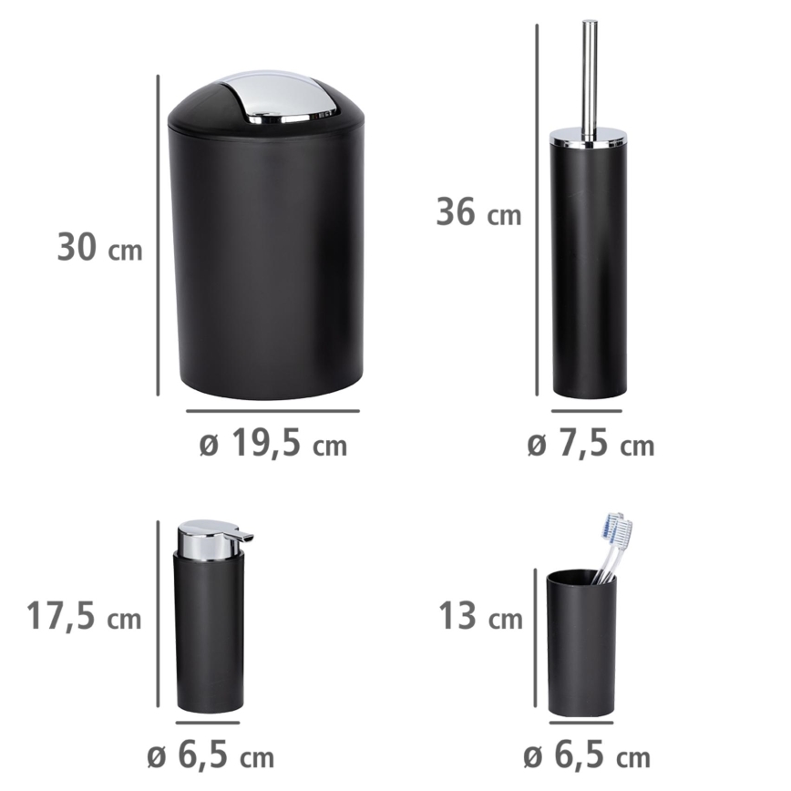 WENKO 24078800 - Set CALVO 6,5x13 cm schwarz/glänzender Chrom