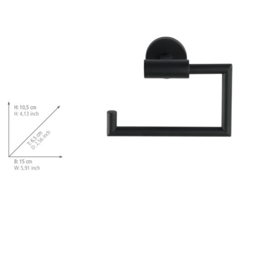 WENKO 24240100-WC-Papierhalter BOSIO BLACK 15x10,5 cm Edelstahl/silber