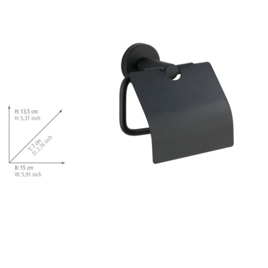 WENKO 24241100-Toilettenpapierhalter BOSIO BLACK 15x13,5 cm Edelstahl/silber
