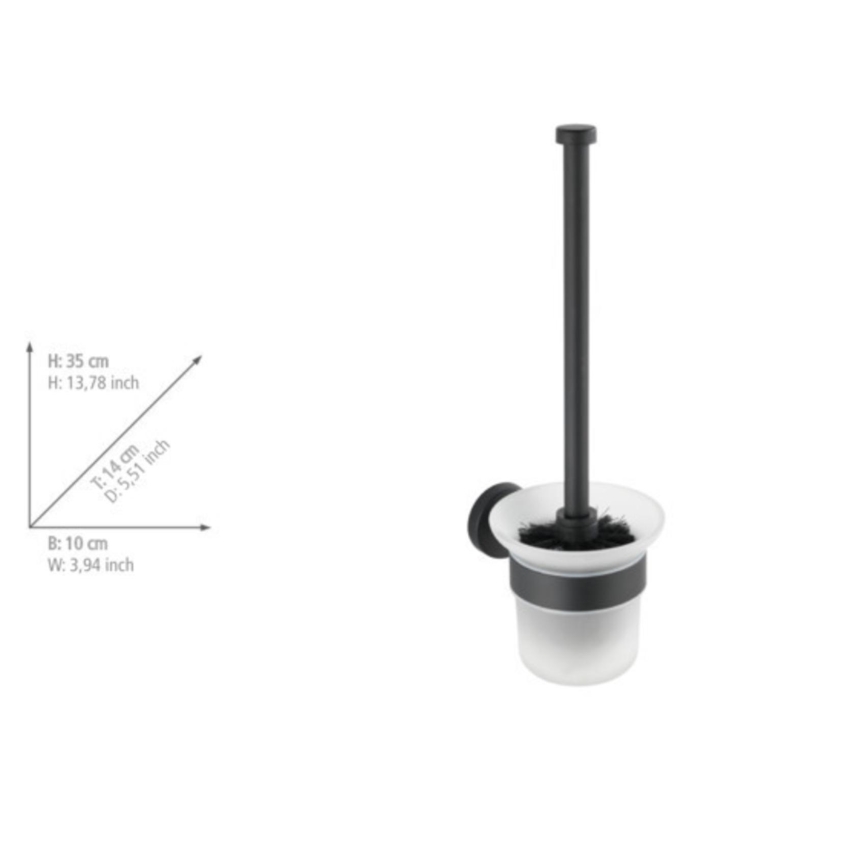 WENKO 24243100-WC WC-Bürste BOSIO BLACK 10x35 cm Edelstahl/silber/satiniert