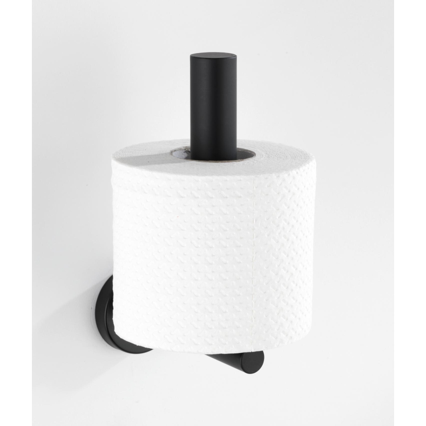 WENKO 24262100 - WC-Papierhalter BOSIO BLACK 8 x 18 cm Edelstahl/Silber