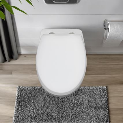 WENKO 24516100-WC WC-Sitz, Tragkraft 300/350 kg, 37x44,5 cm, weiß/silber