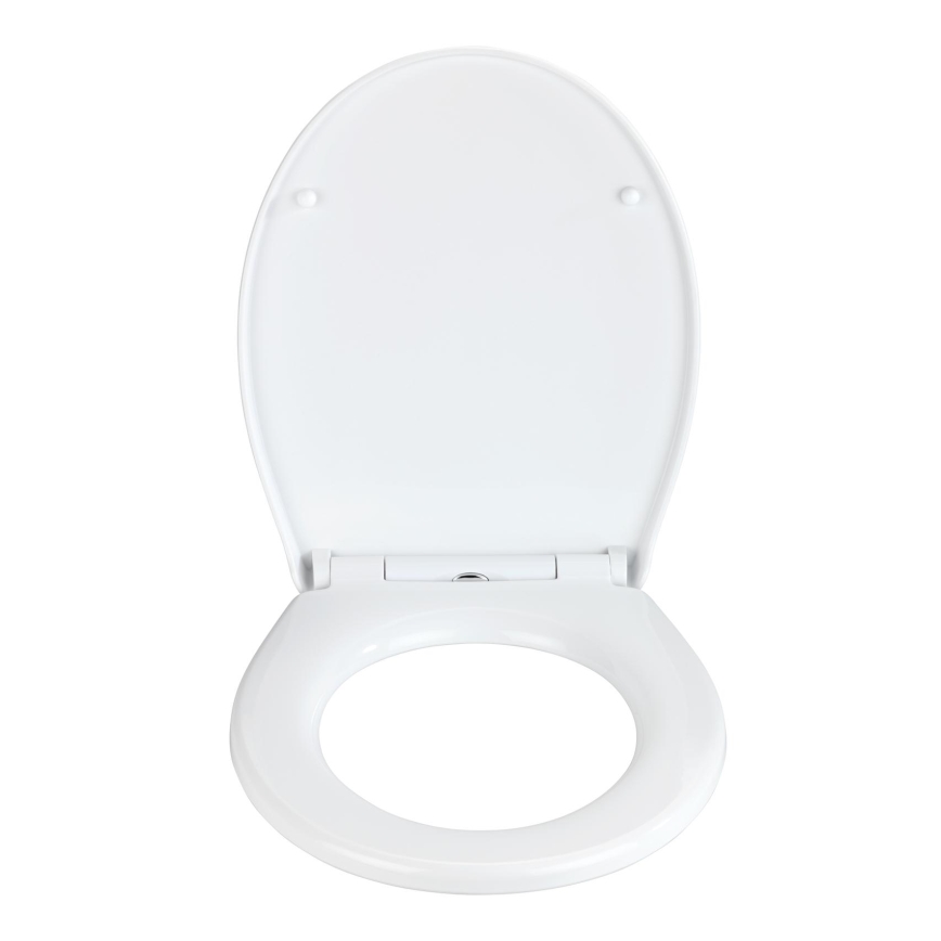 WENKO 24516100-WC WC-Sitz, Tragkraft 300/350 kg, 37x44,5 cm, weiß/silber