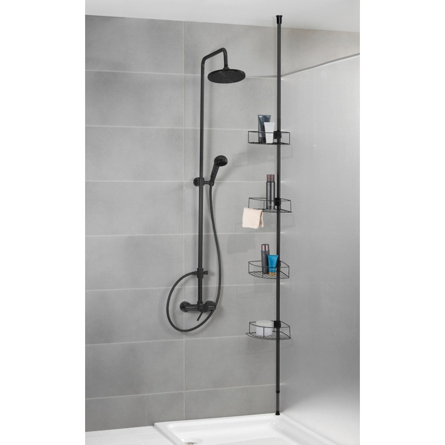 WENKO 24568100-Eckregal DOLCEDO 31x230 cm Edelstahl/schwarz