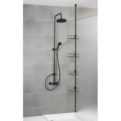 WENKO 24568100-Eckregal DOLCEDO 31x230 cm Edelstahl/schwarz