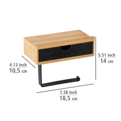 WENKO 24754100 - Toilettenpapierhalter BAMBUSA 18,5x14 cm braun/schwarz