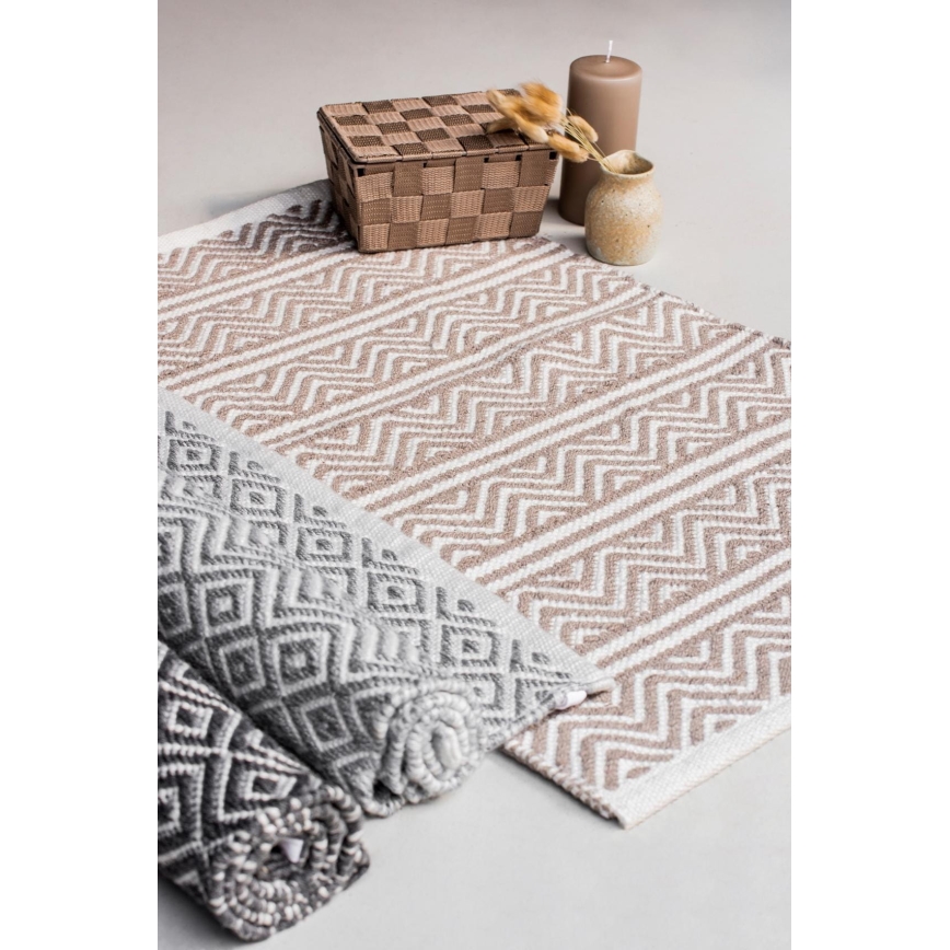 WENKO 24868100 - Badematte SHAKI 50 x 80 cm beige/weiß