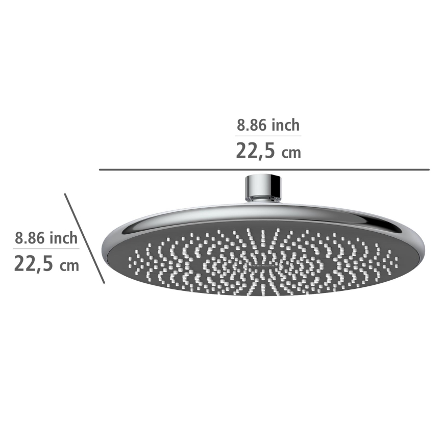 WENKO 24926100 - Duschkopf Wassersparsystem 22,5x22,5 cm glänzender Chrom/Grau