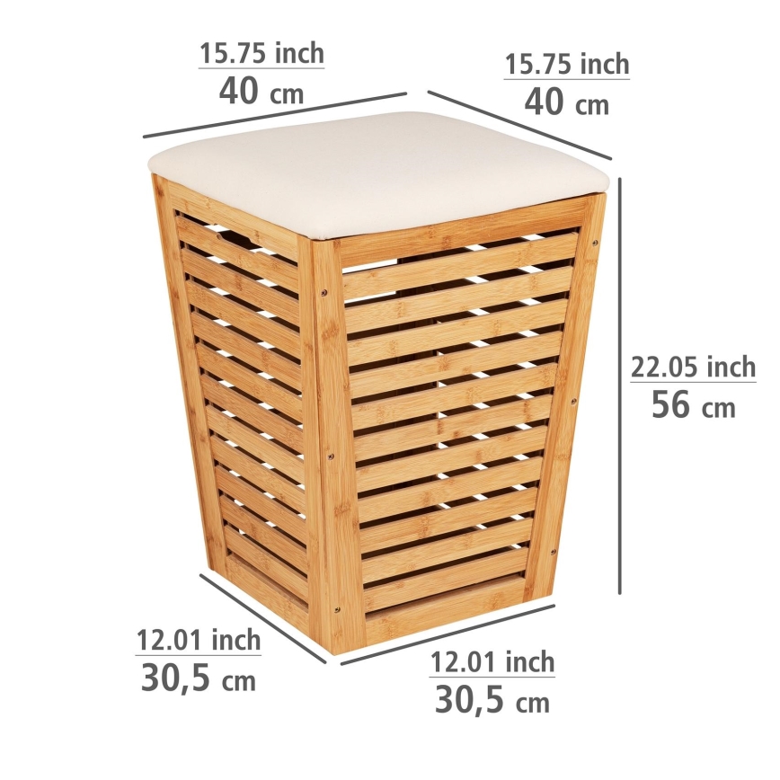 WENKO 25143100 - Wäschekorb BAMBUSA 40x56 cm braun