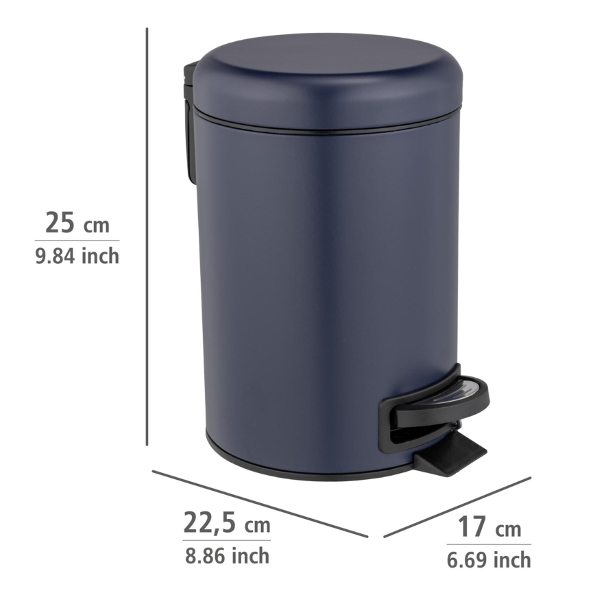 WENKO 25153100 - Mülleimer LEMAN 17x25 cm blau/schwarz