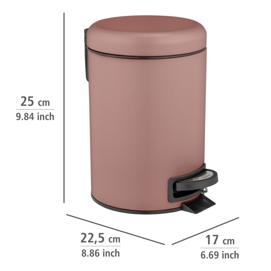 WENKO 25155100 - Mülleimer LEMAN 17x25 cm rosa/schwarz