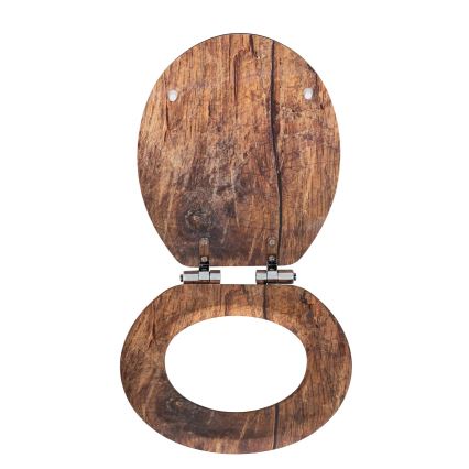 WENKO 25226100-WC WC-Sitz RUSTIC 35,5x42,5 cm braun/silber