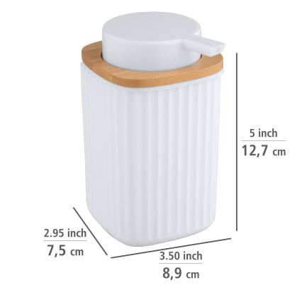 WENKO 25294100 - Seifenspender ROTELLO 8,9x12,7 cm weiß/braun