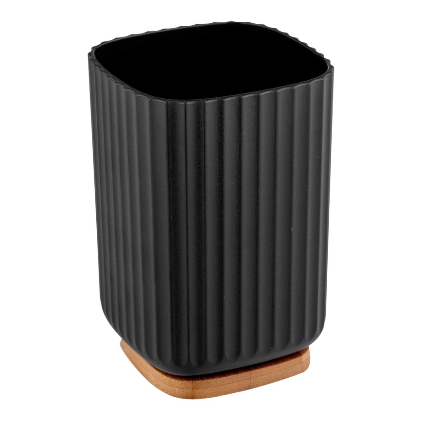 WENKO 25297100 - Zahnbürstenbecher ROTELLO 8,5x11 cm schwarz/braun