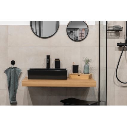 WENKO 25297100 - Zahnbürstenbecher ROTELLO 8,5x11 cm schwarz/braun