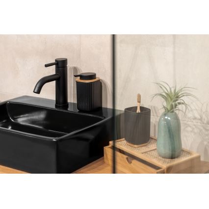 WENKO 25297100 - Zahnbürstenbecher ROTELLO 8,5x11 cm schwarz/braun