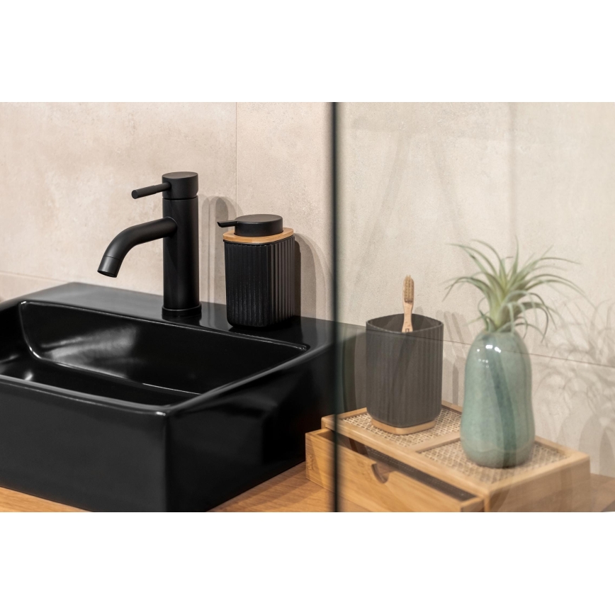 WENKO 25297100 - Zahnbürstenbecher ROTELLO 8,5x11 cm schwarz/braun