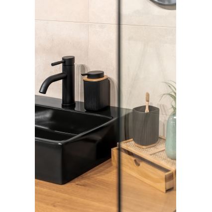 WENKO 25297100 - Zahnbürstenbecher ROTELLO 8,5x11 cm schwarz/braun