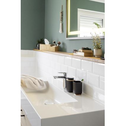 WENKO 25297100 - Zahnbürstenbecher ROTELLO 8,5x11 cm schwarz/braun