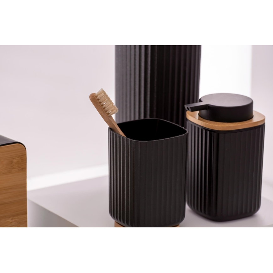 WENKO 25298100 - Seifenspender ROTELLO 8,9 x 12,7 cm schwarz/braun