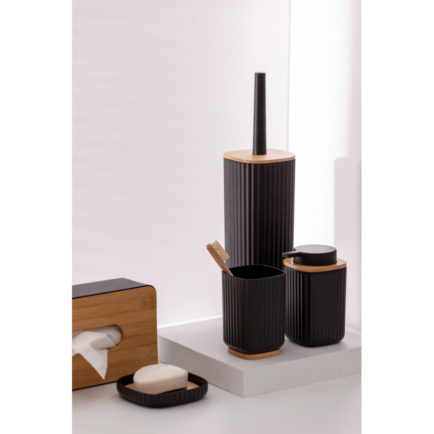 WENKO 25304100 - WC-Set ROTELLO 10x36 cm schwarz/braun