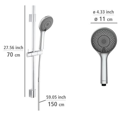 WENKO 25452100 - Duschset mit Wassersparsystem, 70 cm, silber