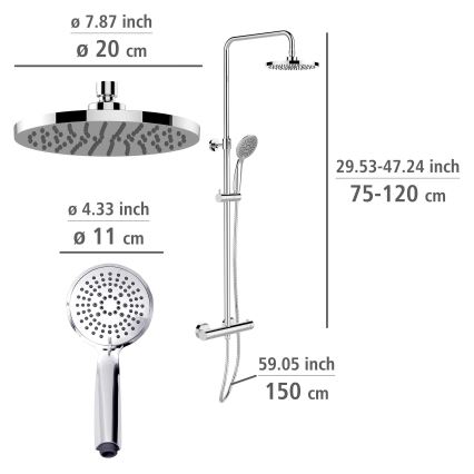 WENKO 25483100 - Duschsystem WATERSAVING SYSTEM 120 cm glänzender Chrom