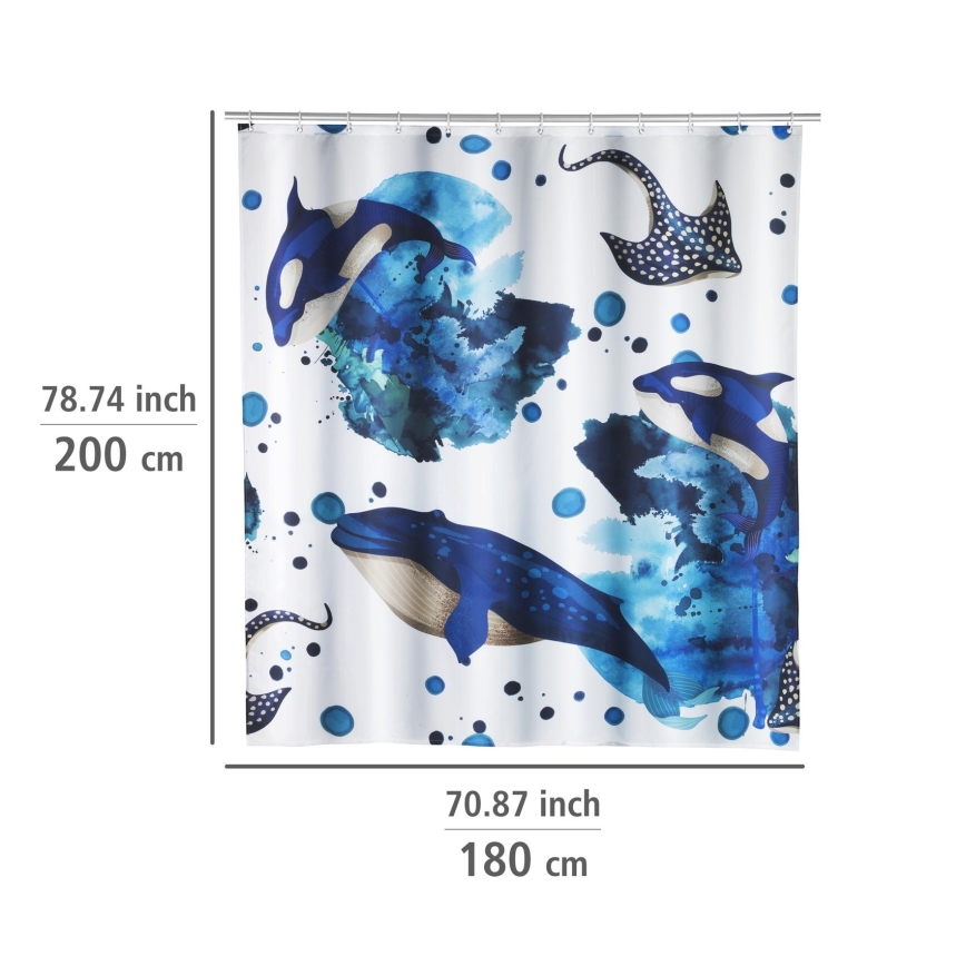 WENKO 25749100 - Duschvorhang AQUARIS 180 x 200 cm, mehrfarbig