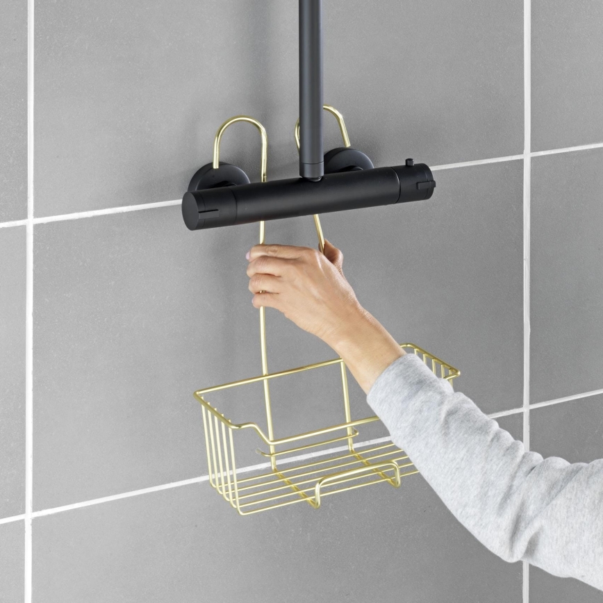 WENKO 25937100 - Duschkorb MILO 25x36 cm Edelstahl/goldfarben/transparent