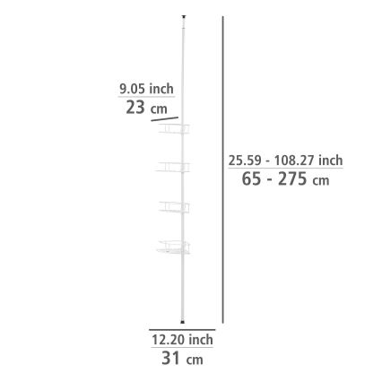 WENKO 26015100 - Eckablage DOLCEDO 31x230 cm Edelstahl/weiß