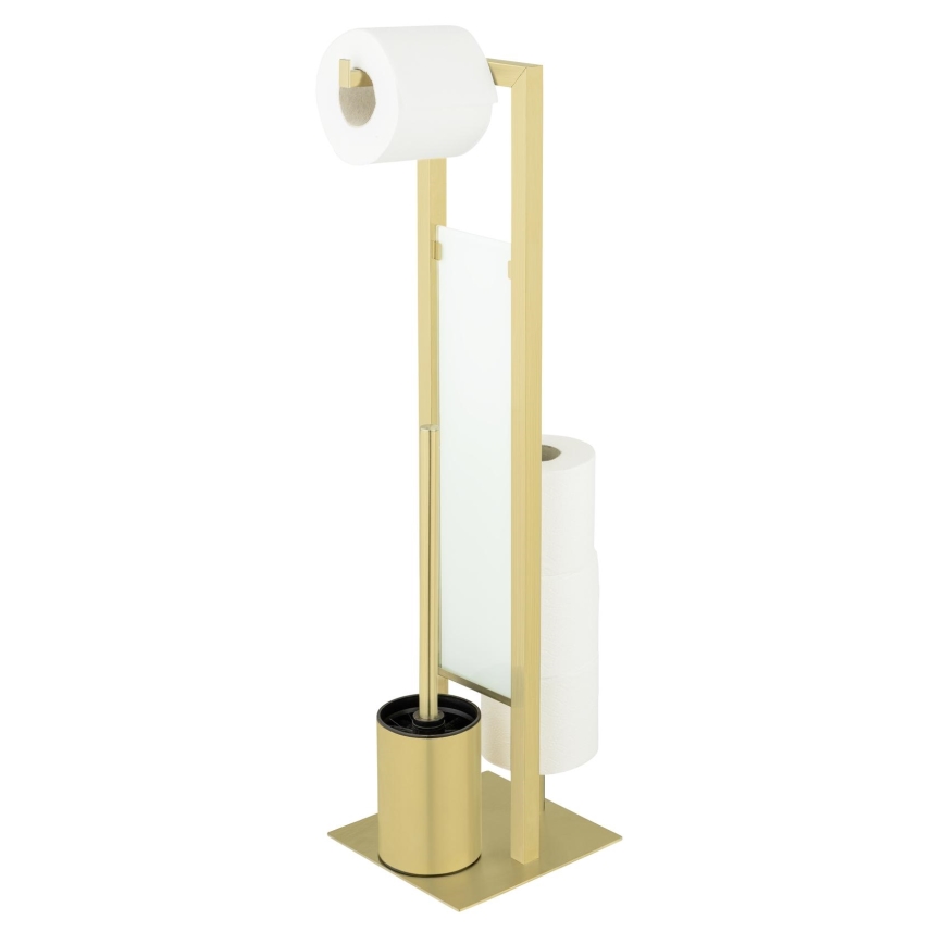 WENKO 26034100 - WC-Set RIVALTA 18x70 cm Edelstahl/Gold/Weiß/Schwarz