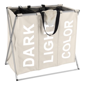 WENKO 3440113100 - Wäschekorb TRIO 63x57 cm beige/schwarz/silber