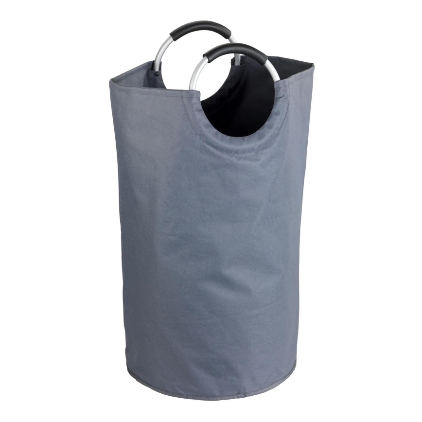 WENKO 3440803100 - Wäschekorb JUMBO 38x72 cm anthrazit/silber/schwarz
