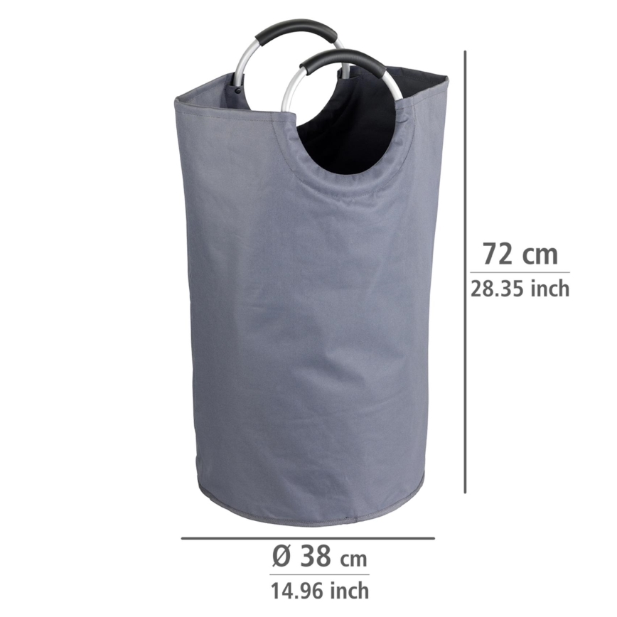 WENKO 3440803100 - Wäschekorb JUMBO 38x72 cm anthrazit/silber/schwarz