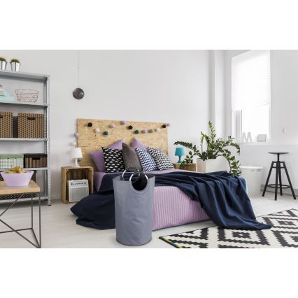 WENKO 3440803100 - Wäschekorb JUMBO 38x72 cm anthrazit/silber/schwarz