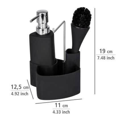 WENKO 3620127800 - Waschset EMPIRE 11x19 cm schwarz/silber