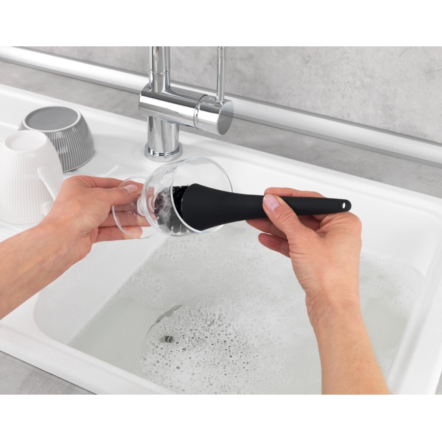 WENKO 3620127800 - Waschset EMPIRE 11x19 cm schwarz/silber