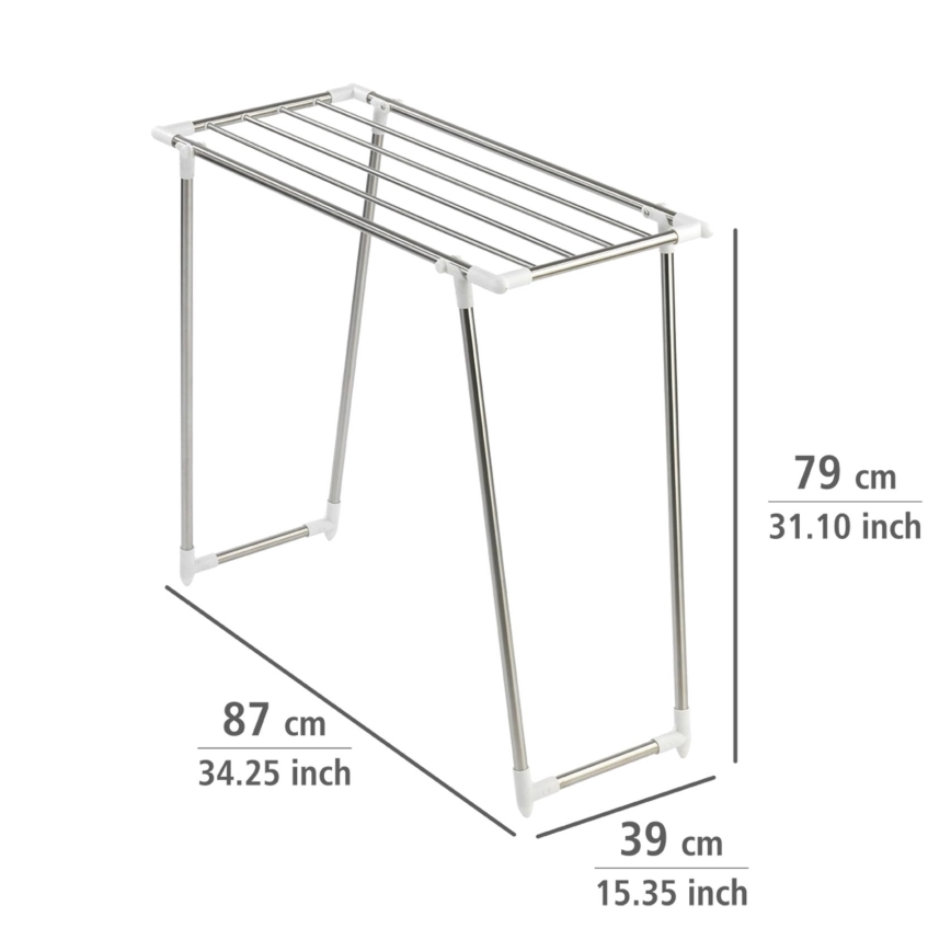 WENKO 3774020100 - Wäscheständer PROFI SINGLE 87x79 cm Edelstahl/silber/weiß